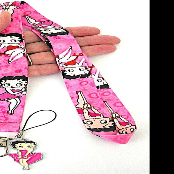 Betty Boop Lanyard, Pink With Classic Betty Boop Charm NEW - Picture 3 of 4